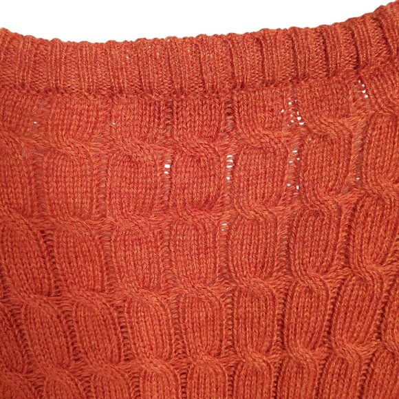 Norm Thompson Womens Size XL Cardigan Cable Knit Button Sweater Cozy Soft Orange - Picture 10 of 10